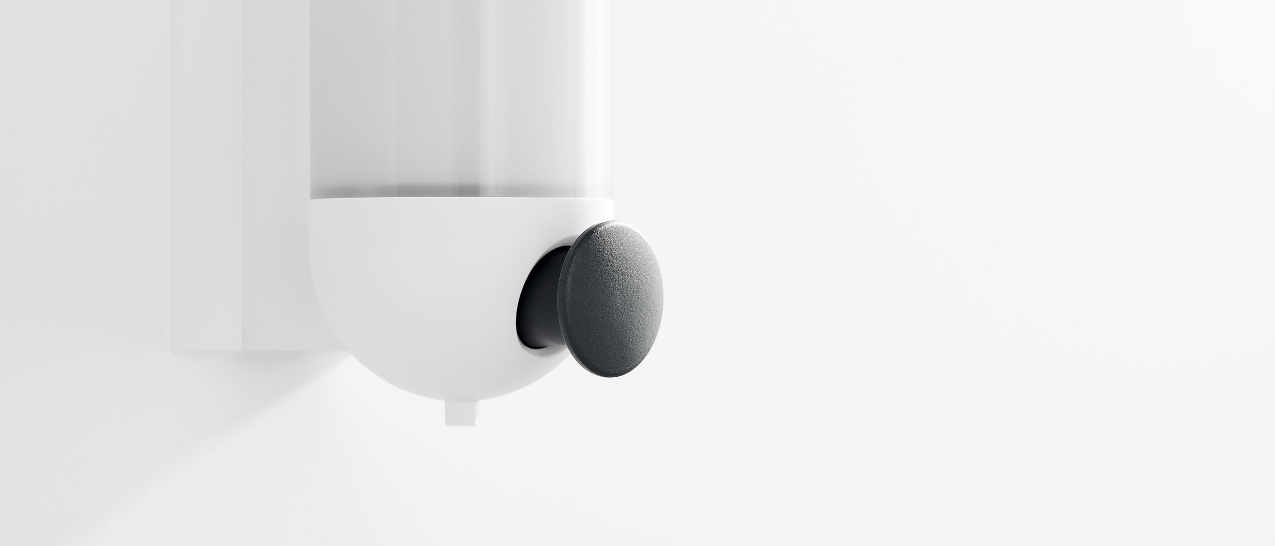 Soap dispenser in the color signal white and push button in the color anthracite made of polyamide